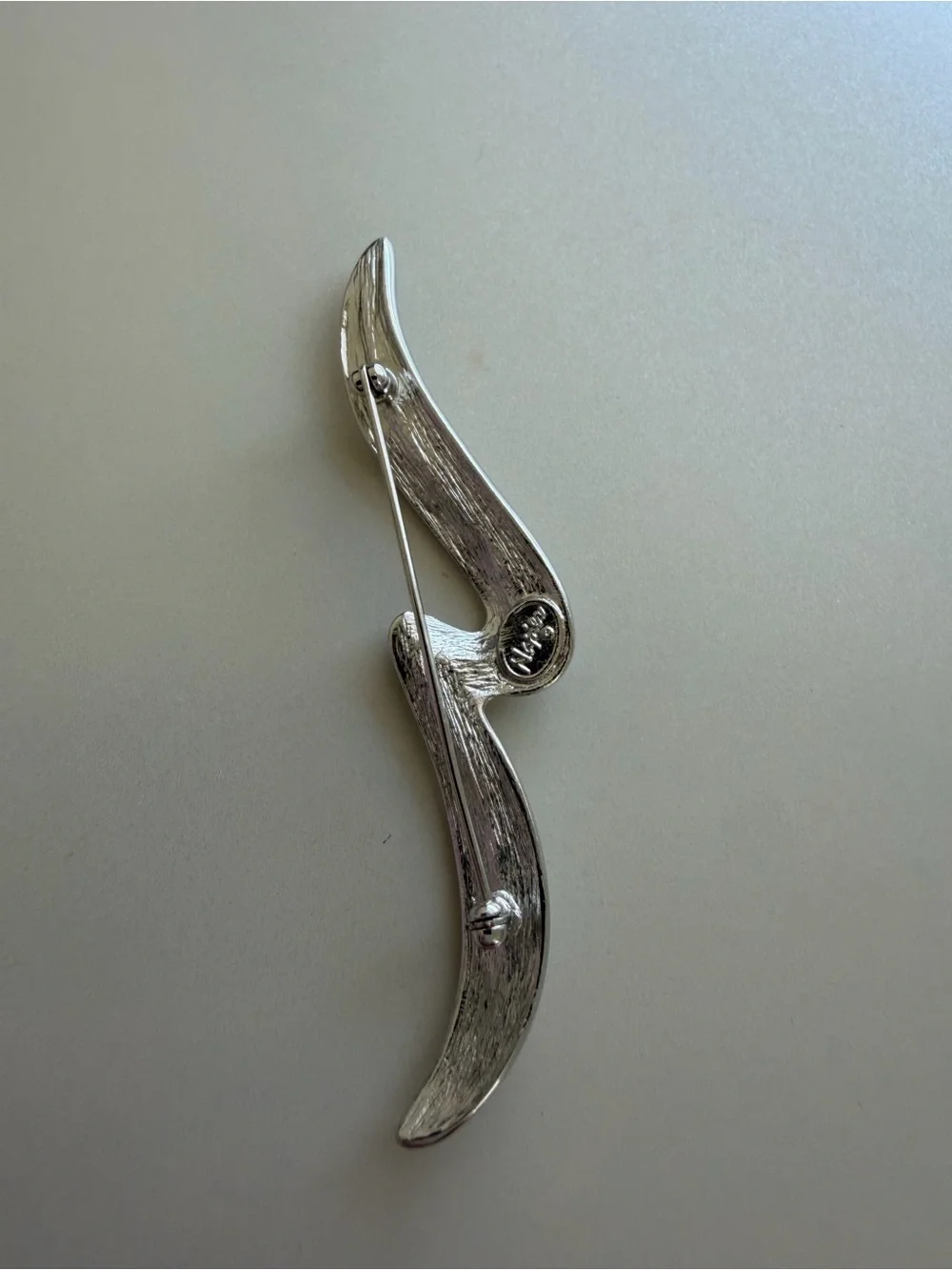 Vintage Signed Napier Silver Tone Swirl 3”Brooch Elegant